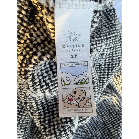 OFFLINE by Aerie Funnel Neck Sweatshirt Black White Marled Pullover Small S/P - Picture 8 of 10